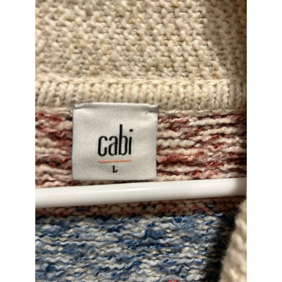 Cabi 3847 Highlands Cardigan Large Fair isles Red Yellow Cream Oversized - Picture 5 of 7